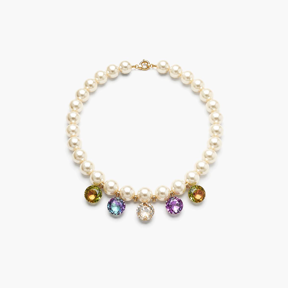 Chunky Pearl And Stone Bib Necklace
