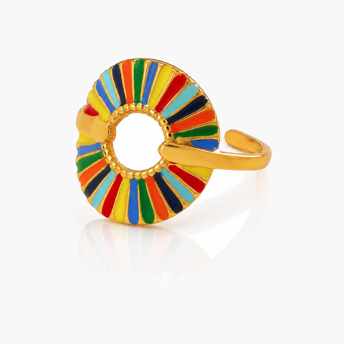 Boho Enamel Open Cuff Ring