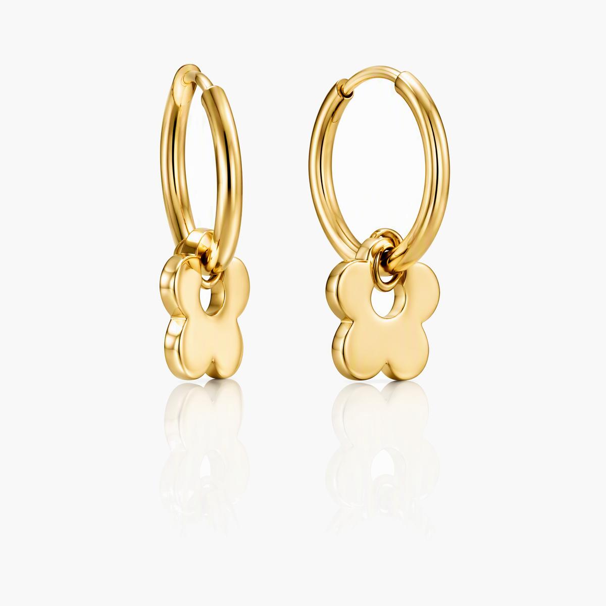 Flower Charm Hoop Earrings