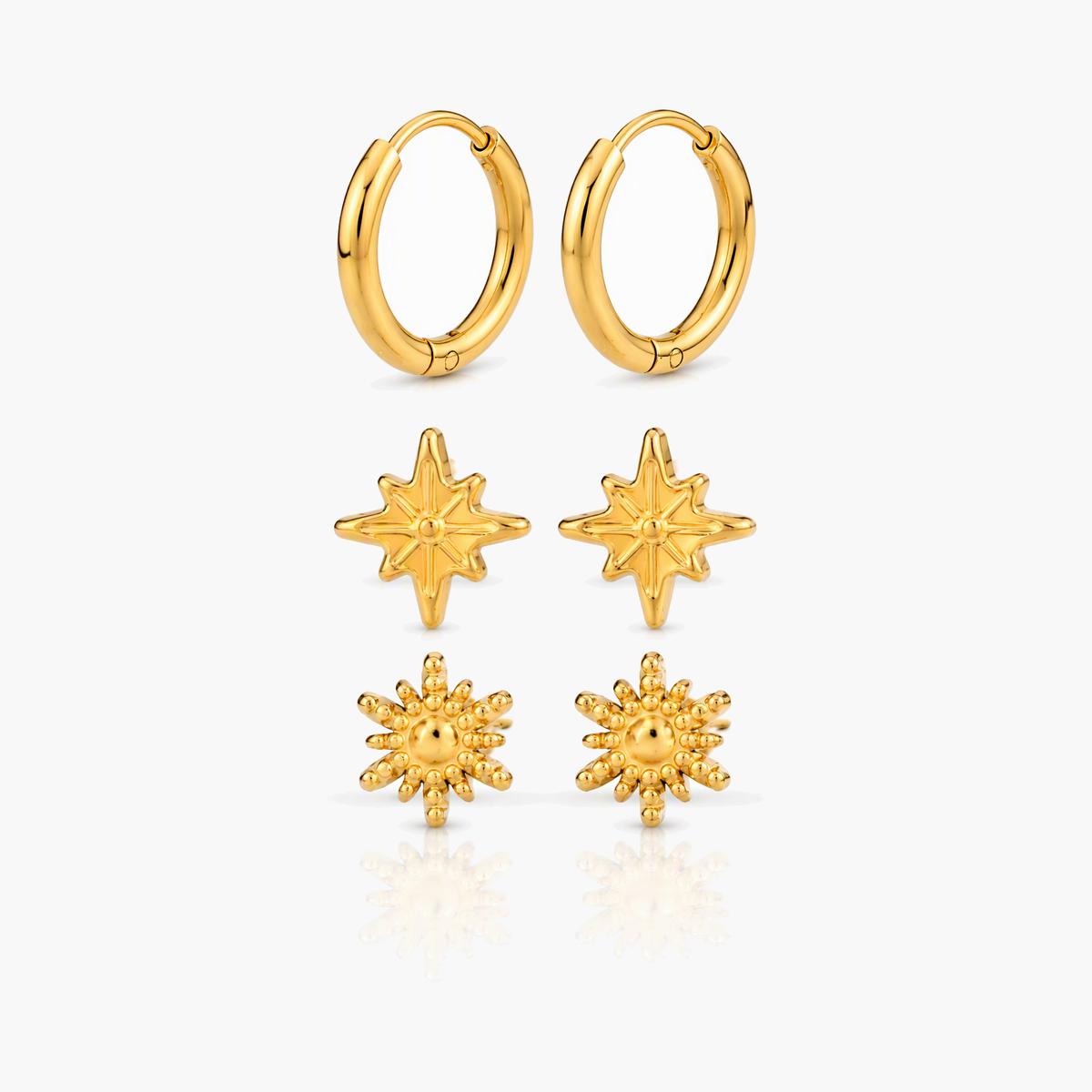Dainty Star & Sun Hoop Earrings