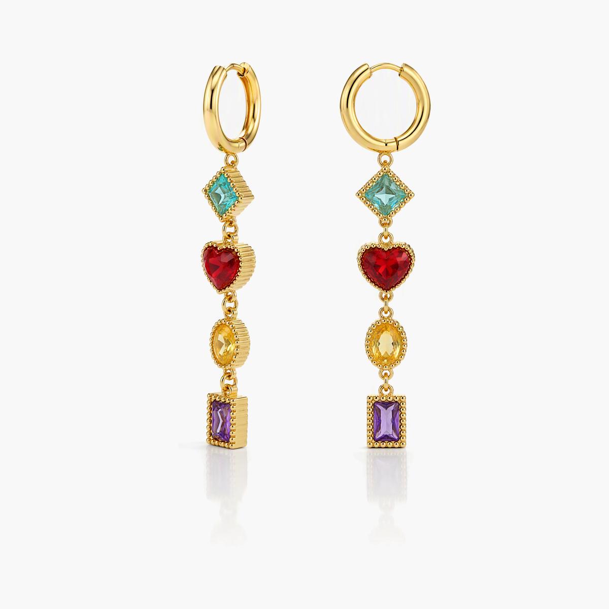 Vintage Multi-Gem Drop Earrings