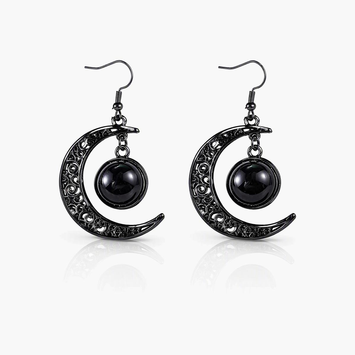 Vintage Crescent Moon Drop Earrings