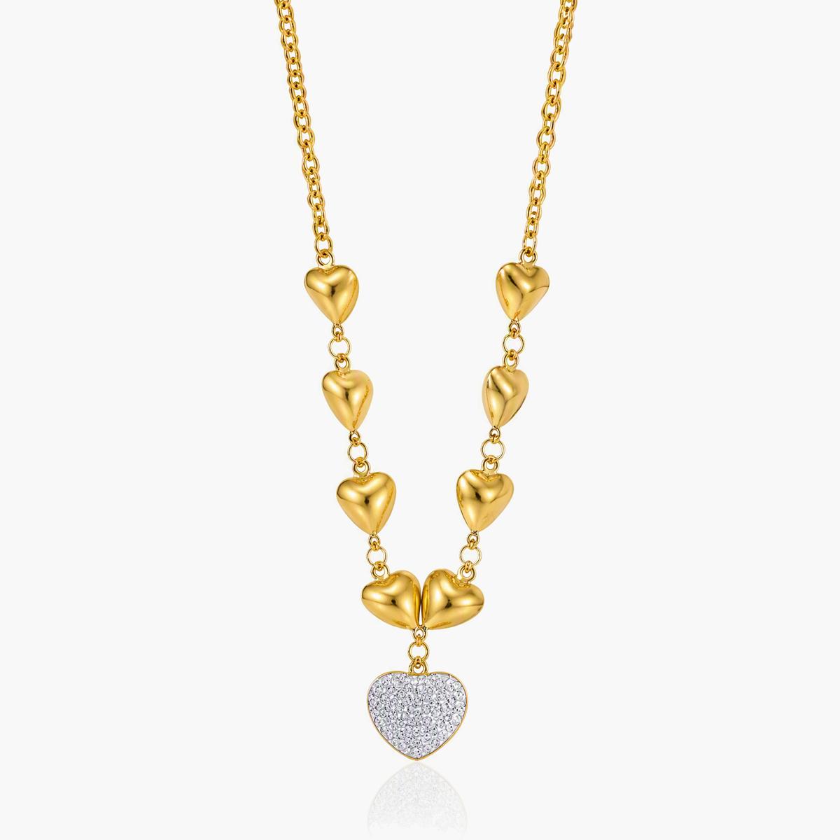 Cascading Heart Charm Necklace