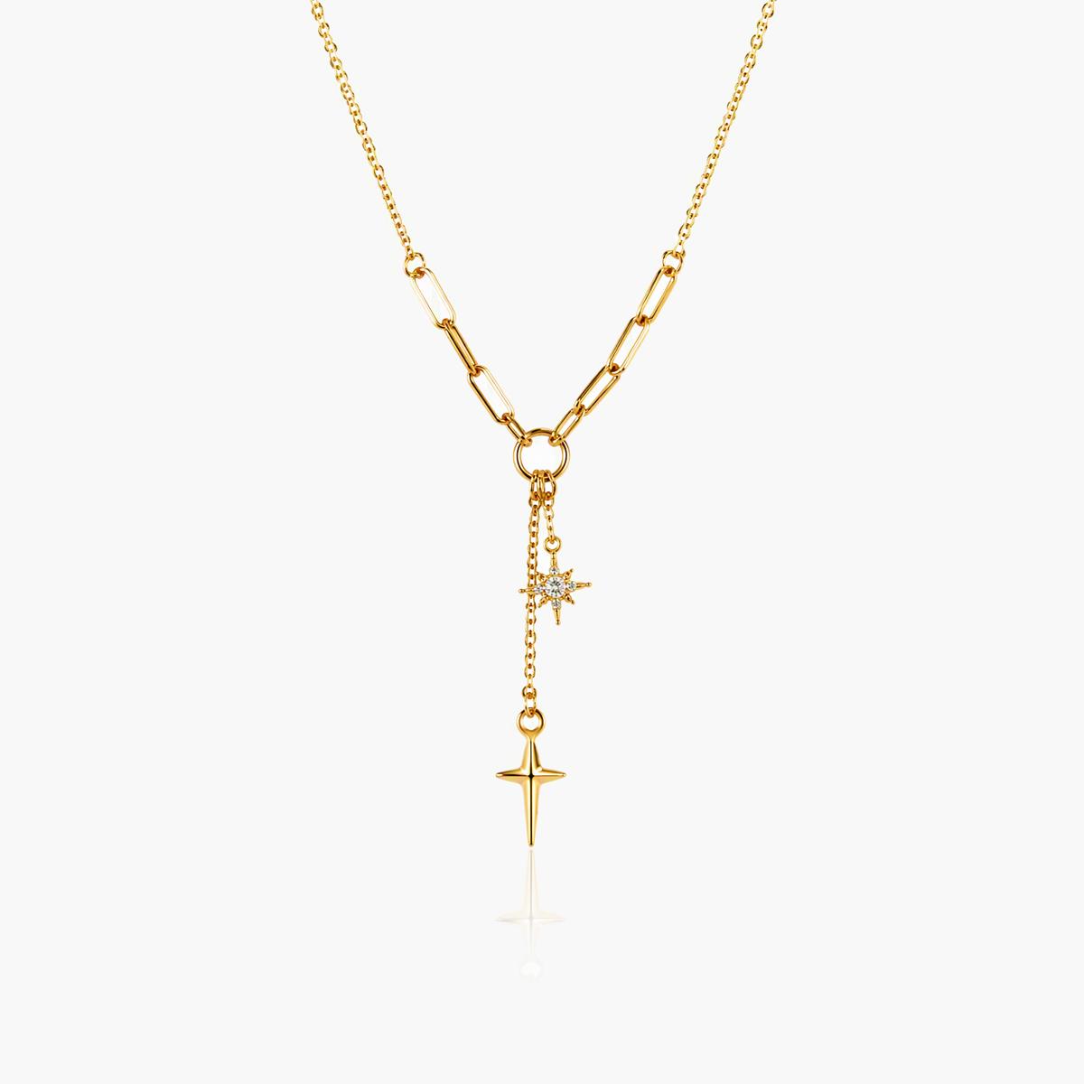 Trendy Cross and Star Charm Necklace