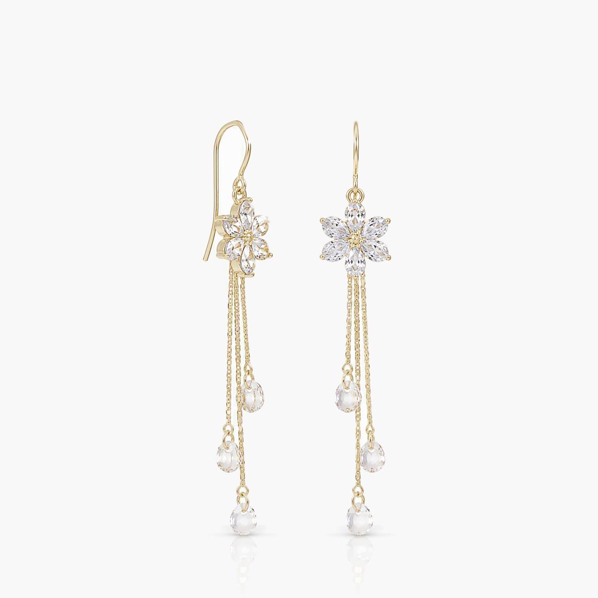Dainty Flower Tassel Drop Earrings
