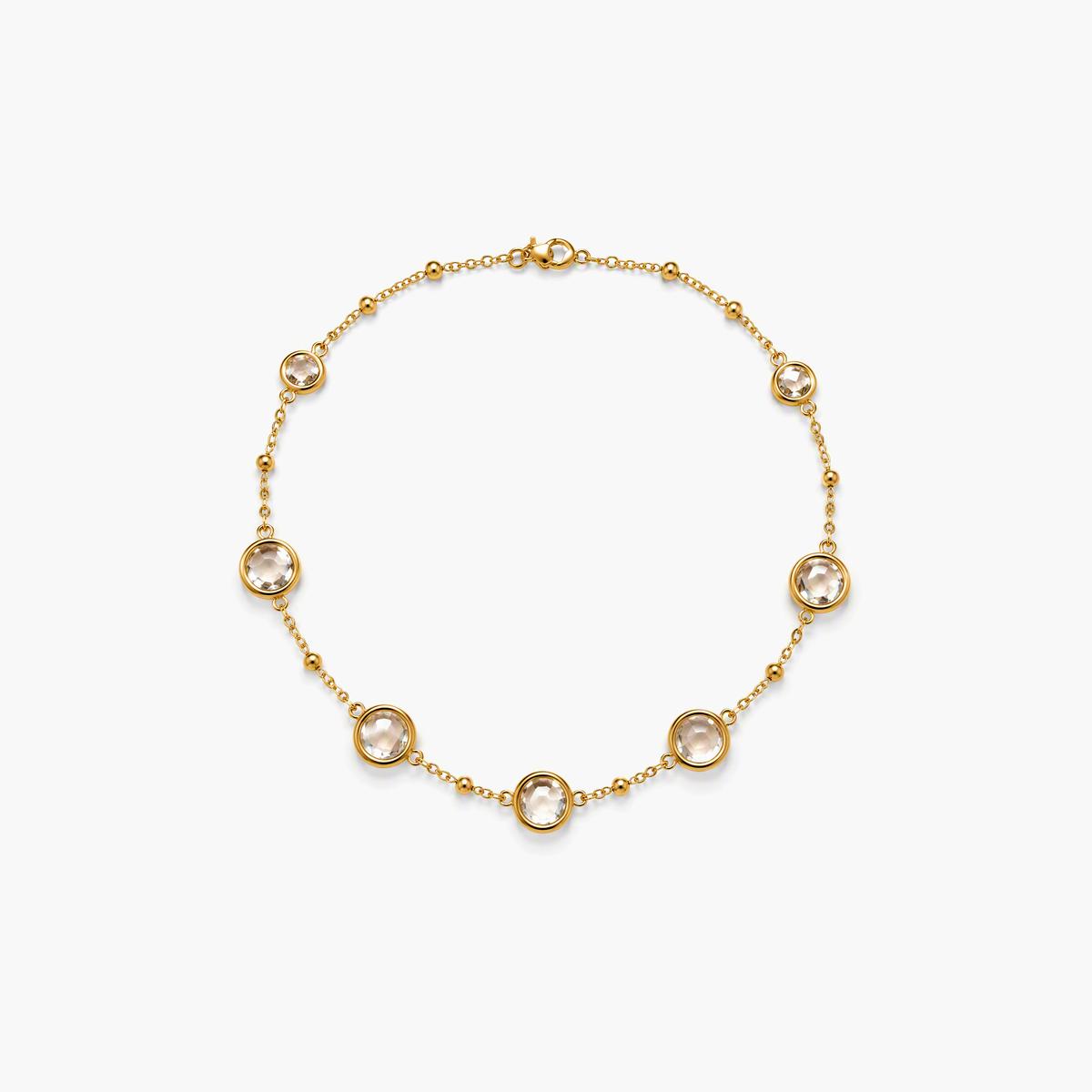 Dainty Round Stone Station Necklace