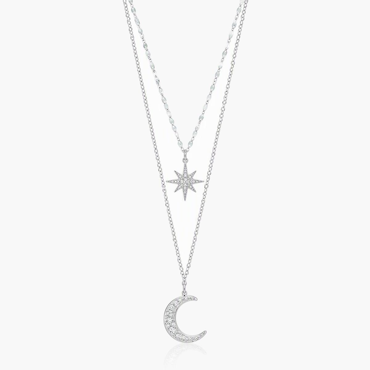Dainty Moon and Star Pendant Necklace