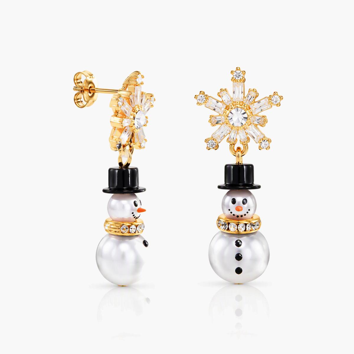 Cute Snowflake Snowman Drop Earrings