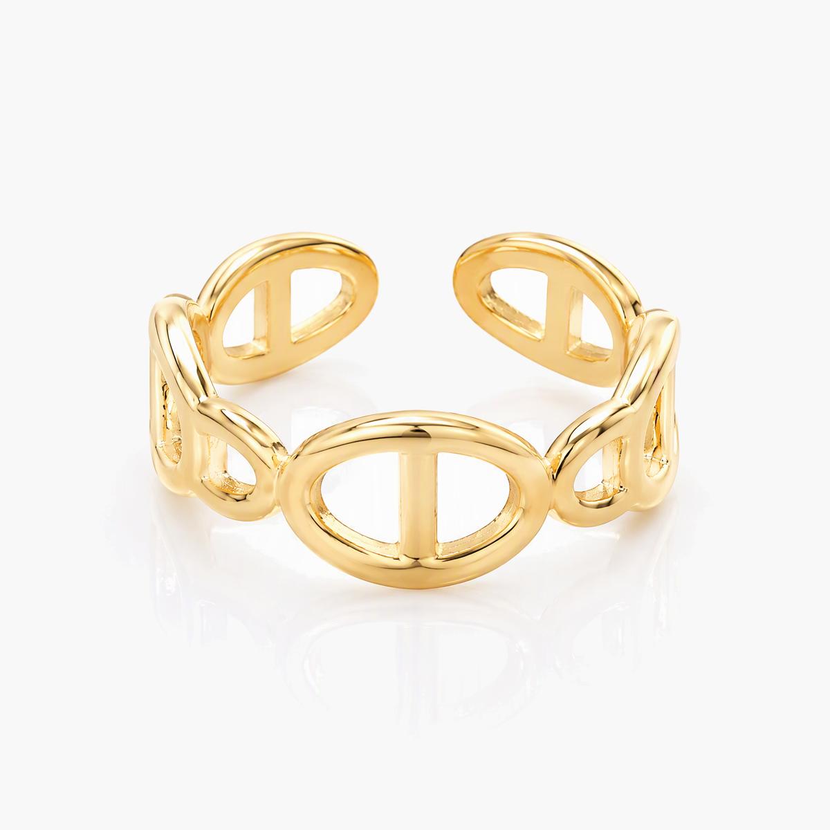 Minimalist Interlocking Oval Link Ring