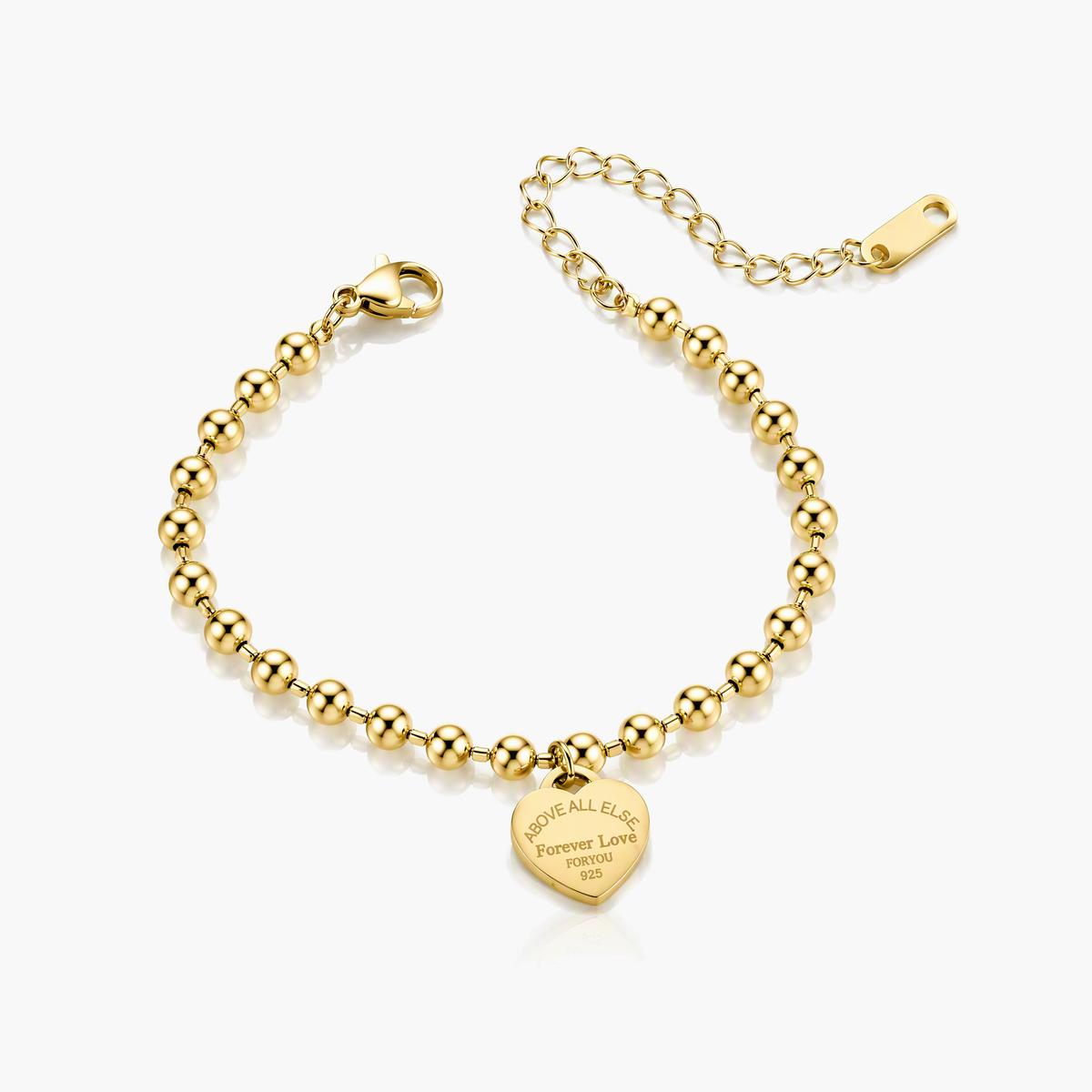 Dainty Heart Charm Beaded Bracelet