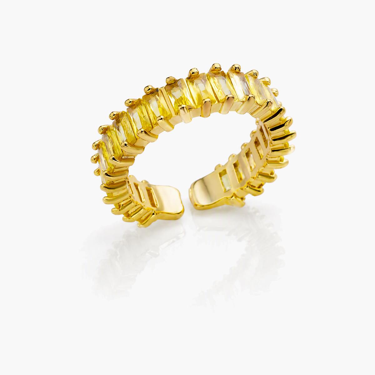 Baguette Stone Open Cuff Ring