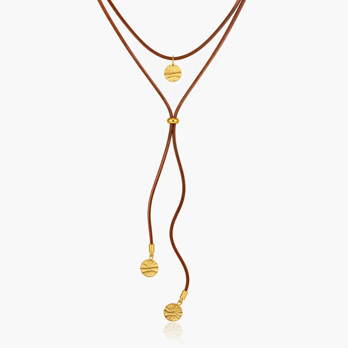 Boho Sunburst Charm Cord Necklace