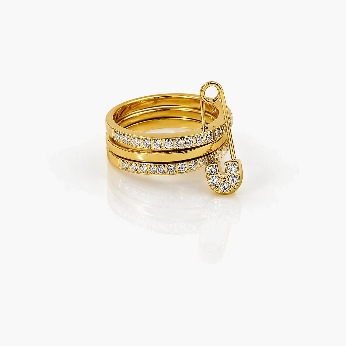 Trendy Safety Pin Stack Ring