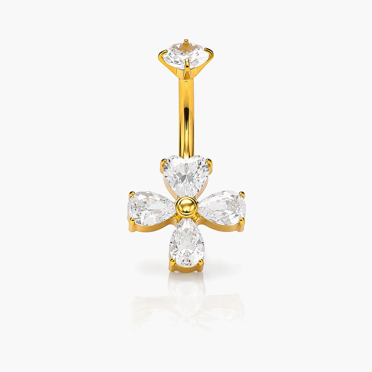 Dainty Four-Leaf Clover Belly Ring