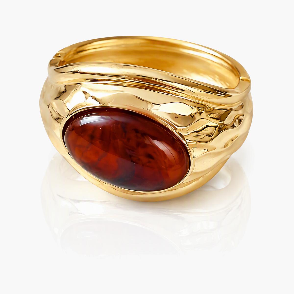 Chunky Folded Oval Stone Bangle