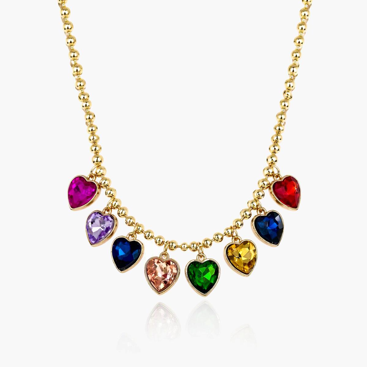 Trendy Multicolor Heart Charm Necklace