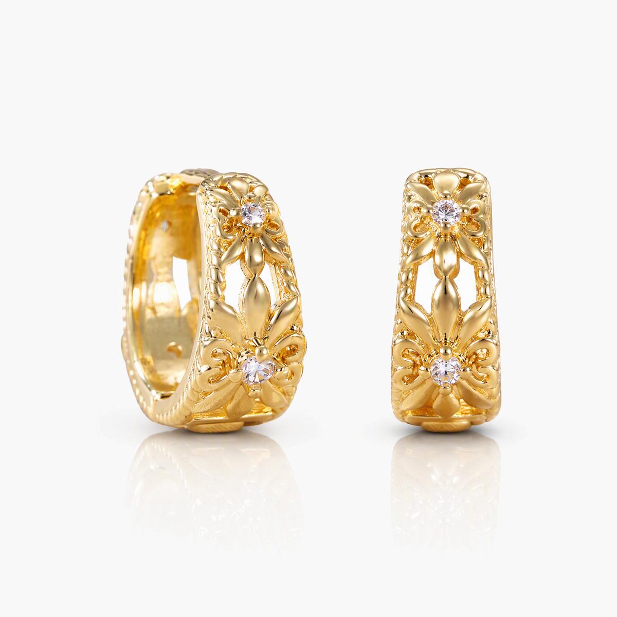 Vintage Floral Hoop Earrings