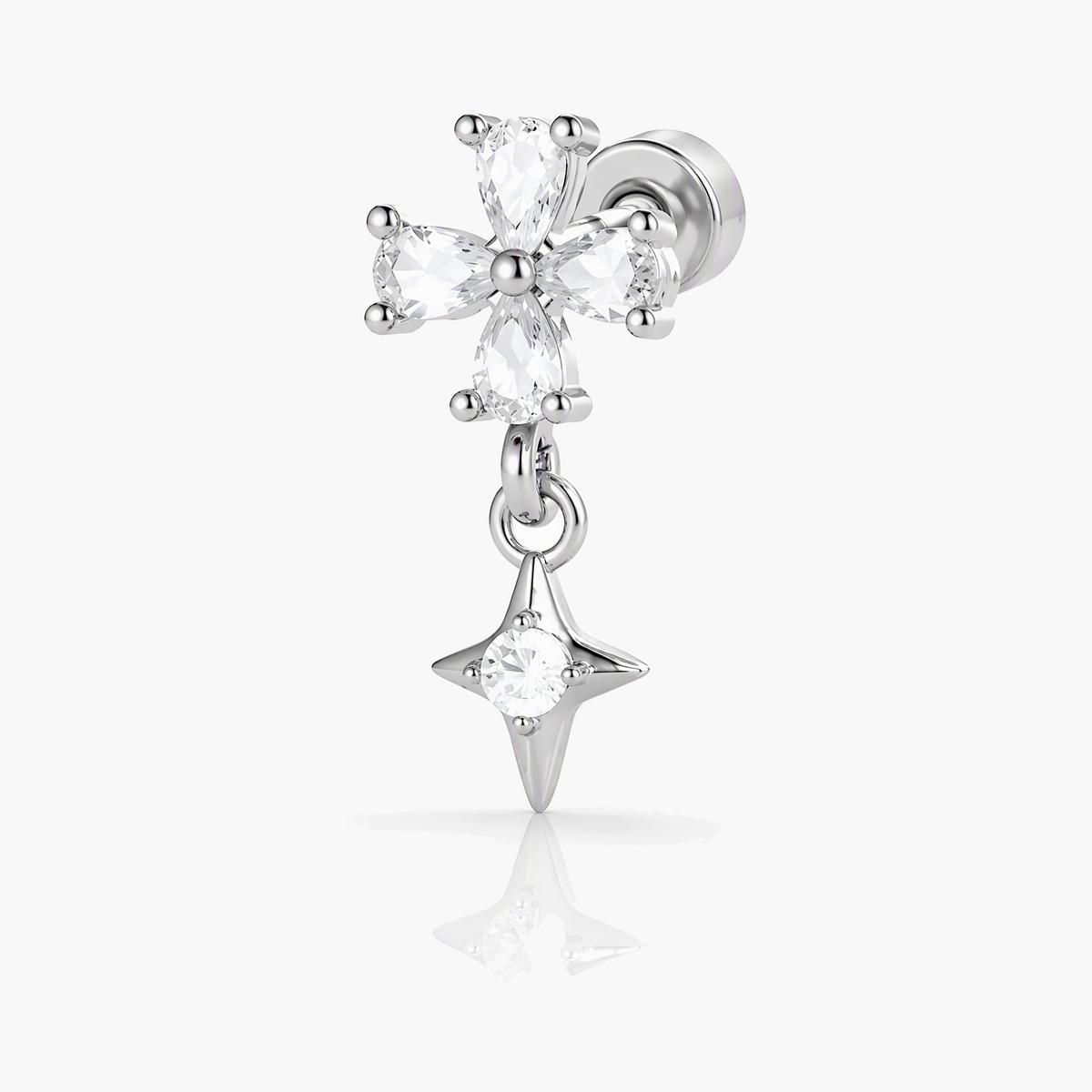 Dainty Flower Star Drop Earrings