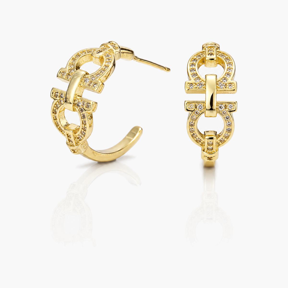 Trendy Interlocking Chain Huggie Earrings