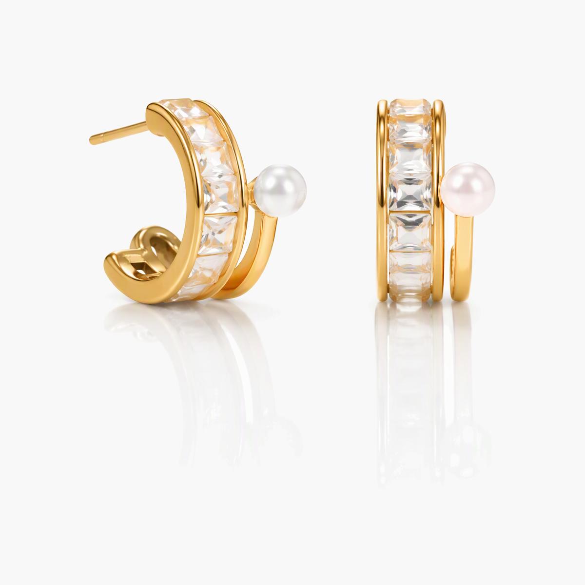 Dainty Pearl Hoop Earrings