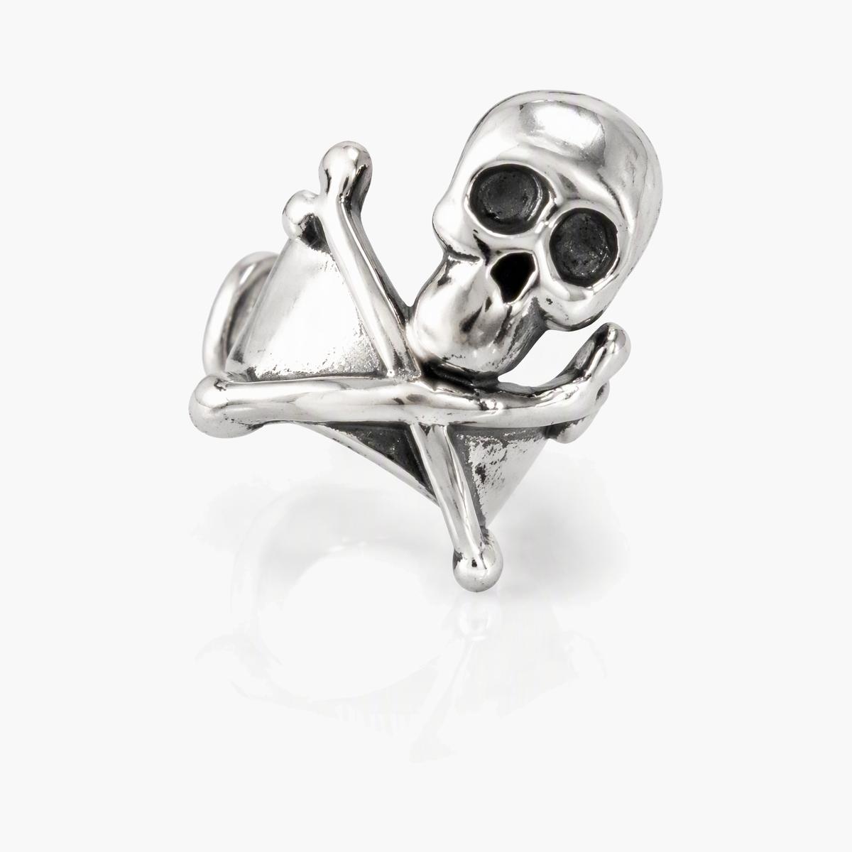 Gothic Skull Spider Open Cuff Earrings
