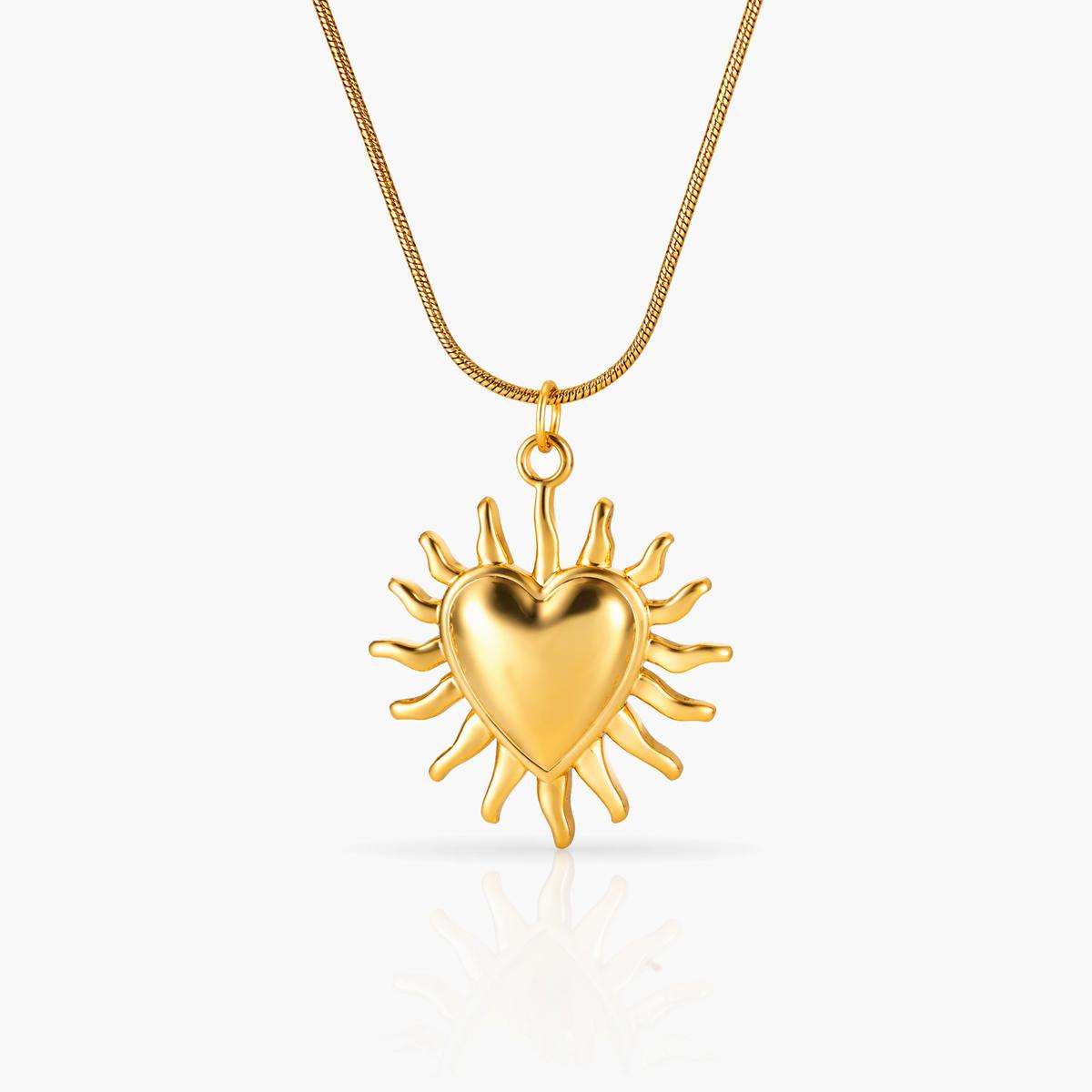 Sun And Heart Pendant Necklace