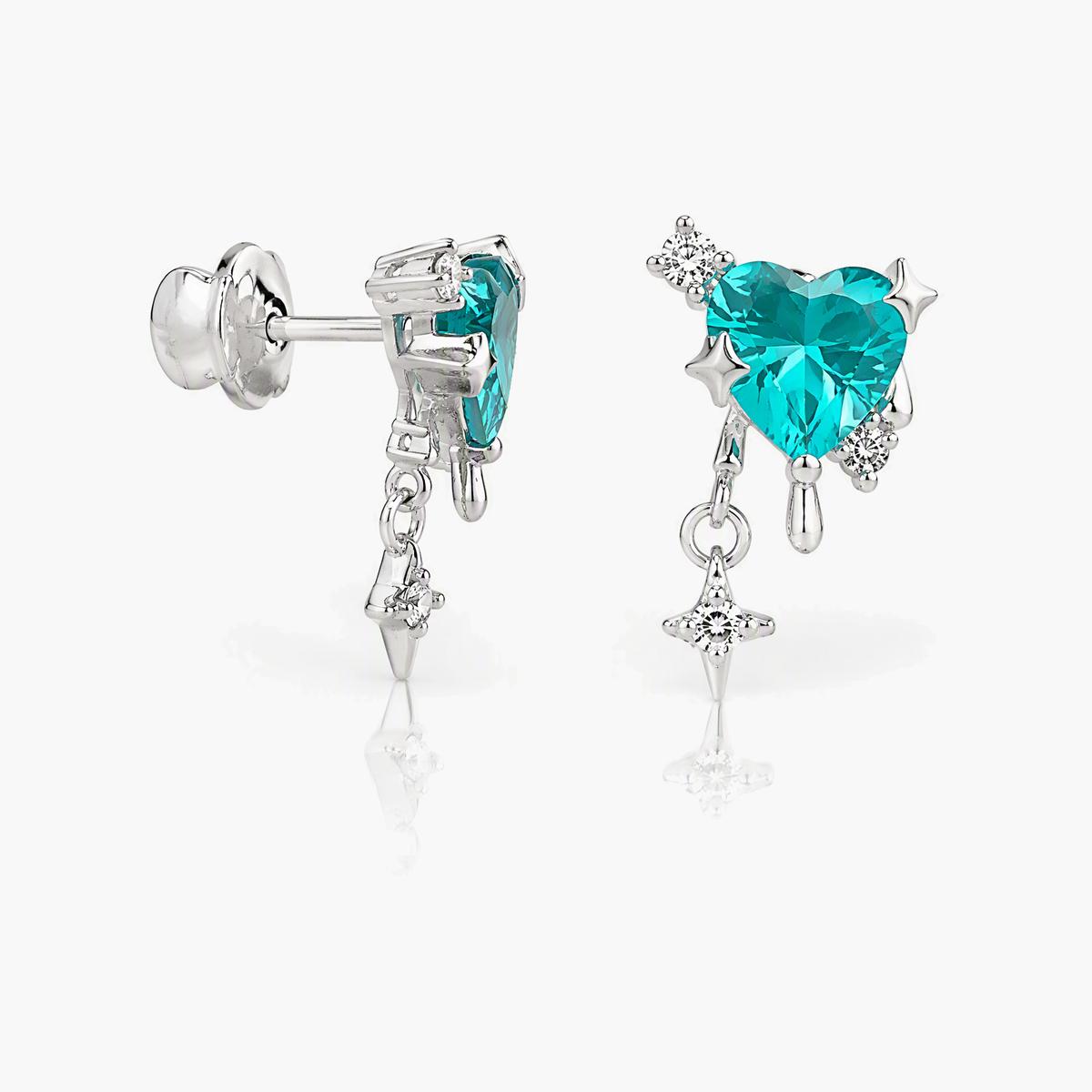 Dainty Heart Star Drop Earrings