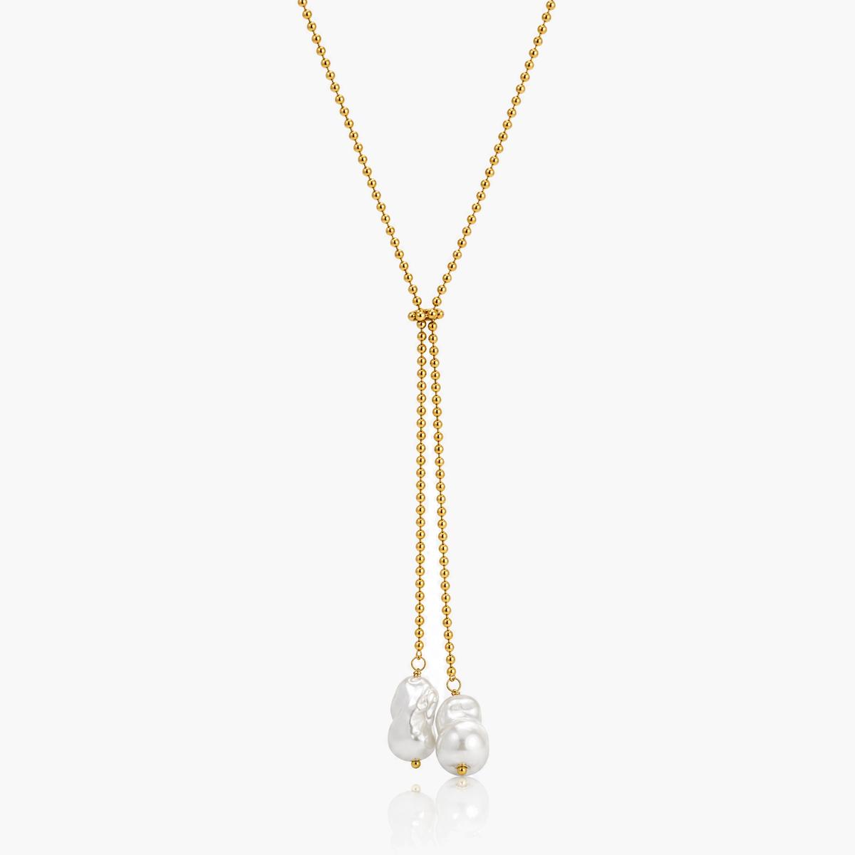 Dainty Baroque Pearl Lariat Necklace