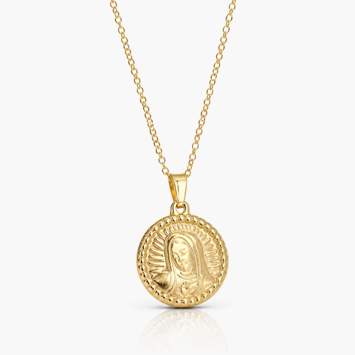 Virgin Mary Coin Pendant Necklace