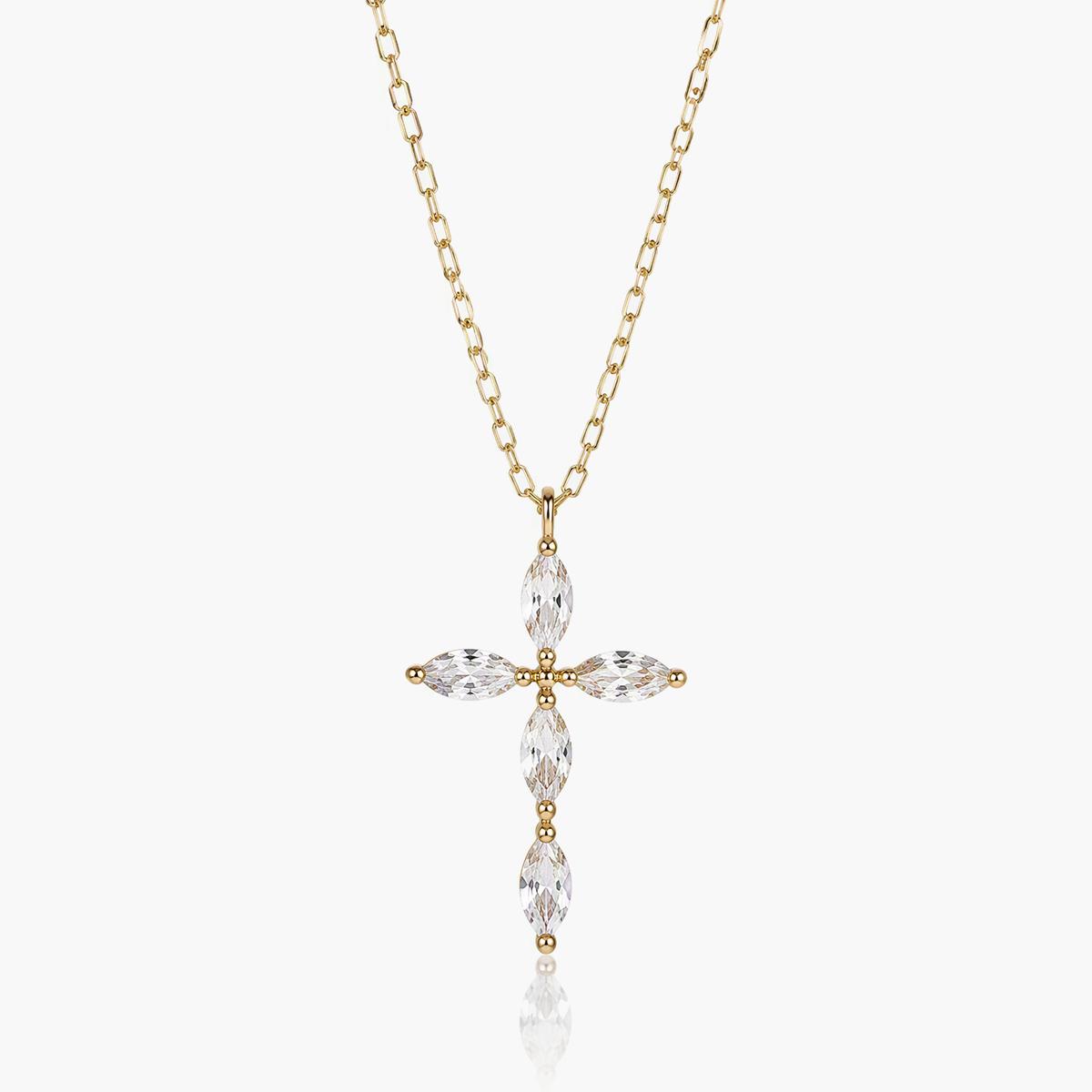 Dainty Marquise Cross Pendant Necklace