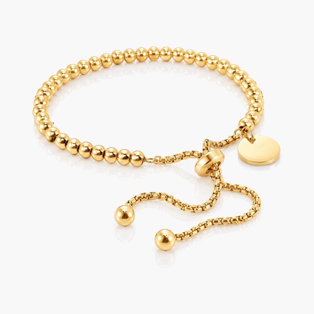 Dainty Beaded Disc Charm Bracelet