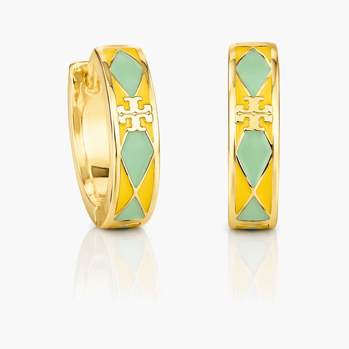 Trendy Enamel Logo Hoop Earrings