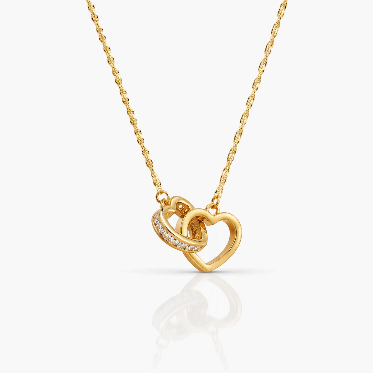 Dainty Interlocking Heart Pendant Necklace