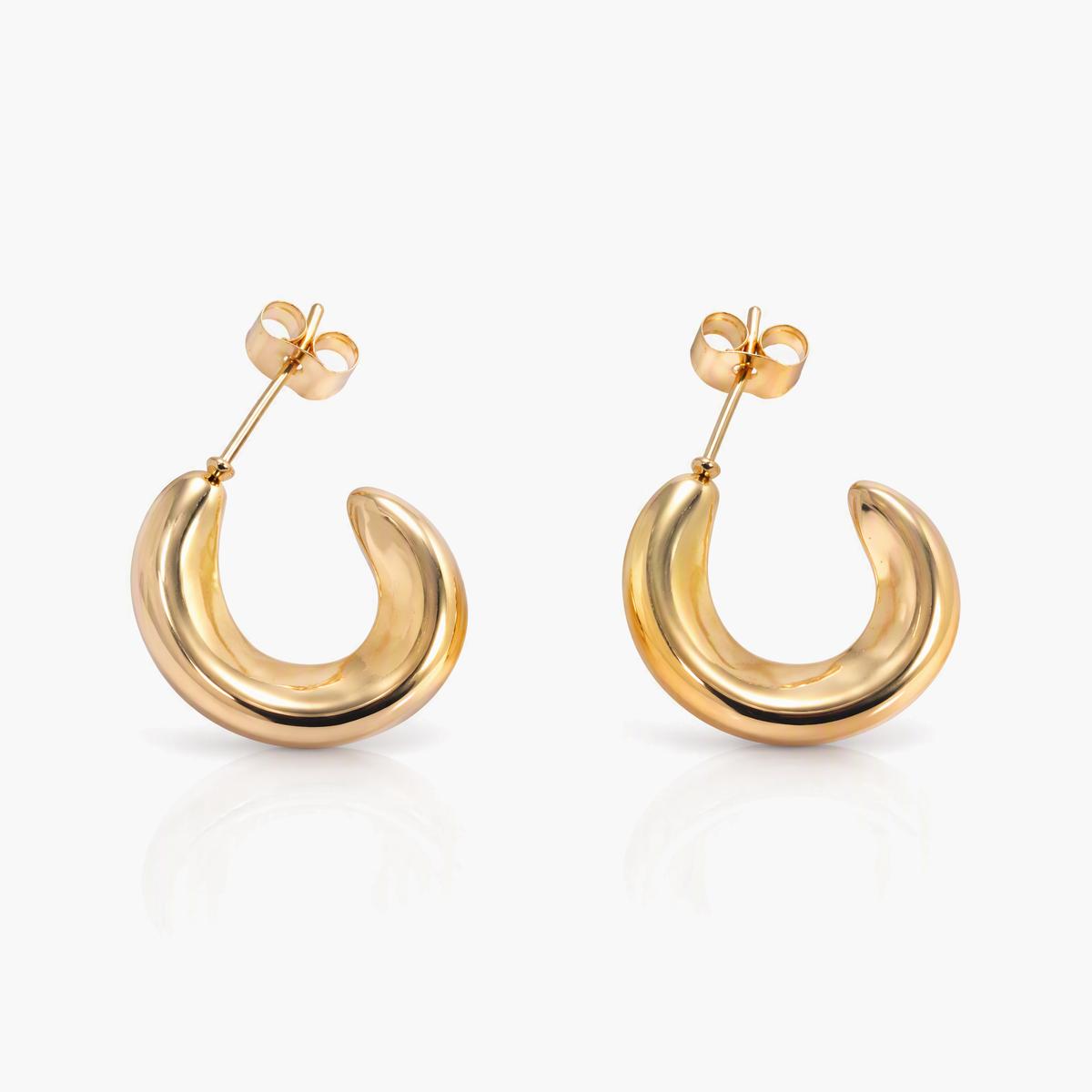 Chunky Crescent Moon Hoop Earrings