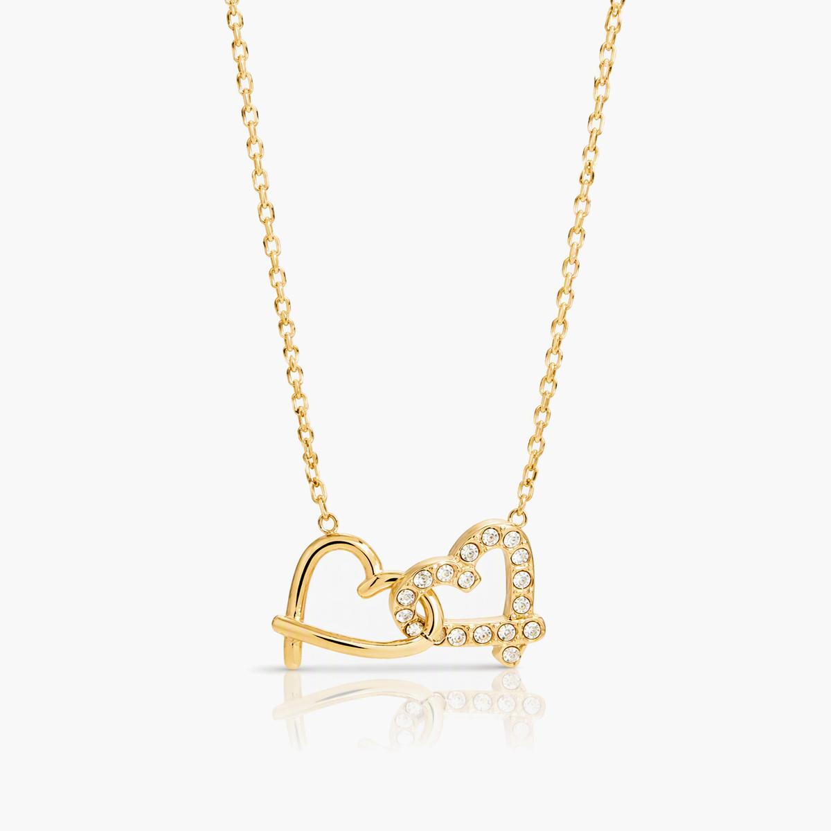 Dainty Double Heart Pendant Necklace