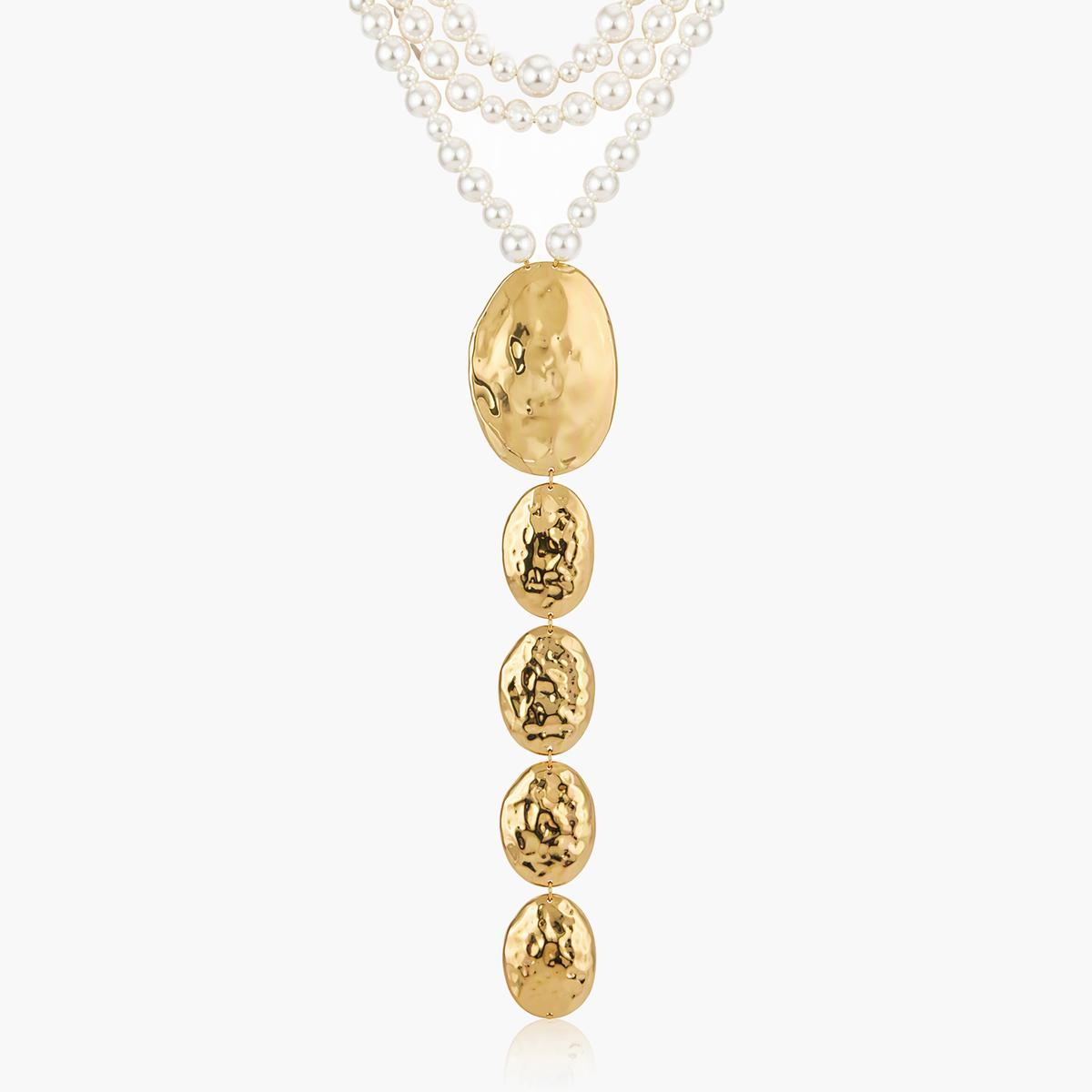 Pearl Multi-Strand Cascading Oval Necklace
