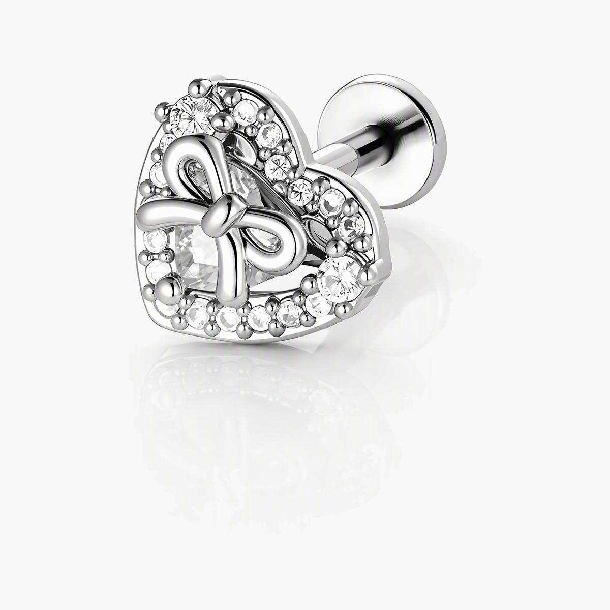 Cute Heart Bow Knot Stud Earrings