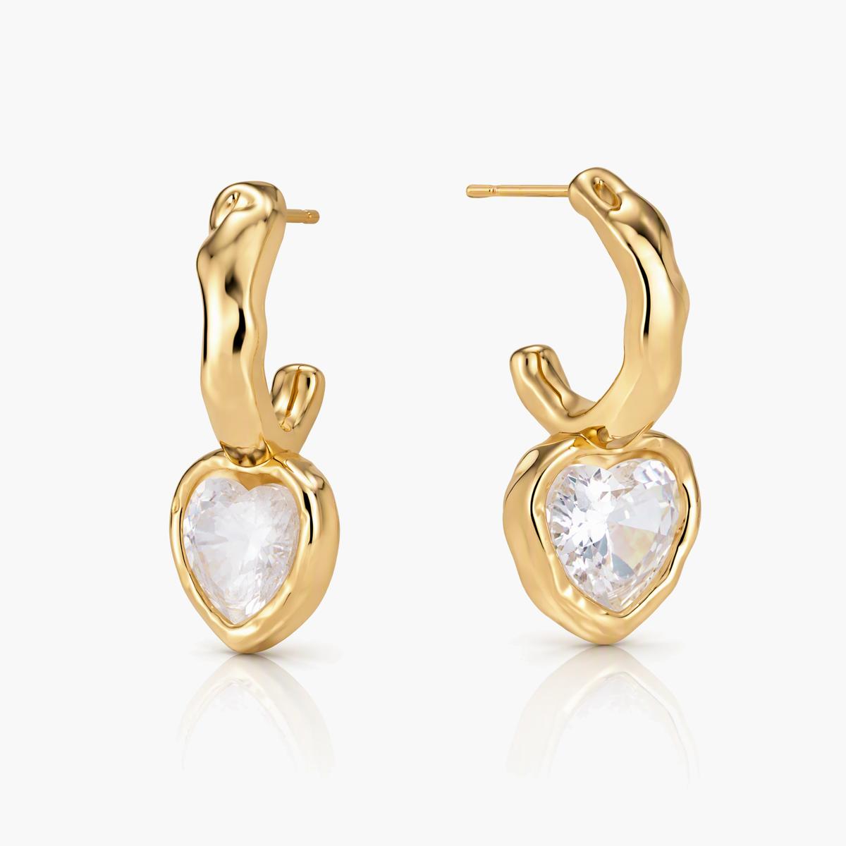 Cute Heart Charm Huggie Earrings