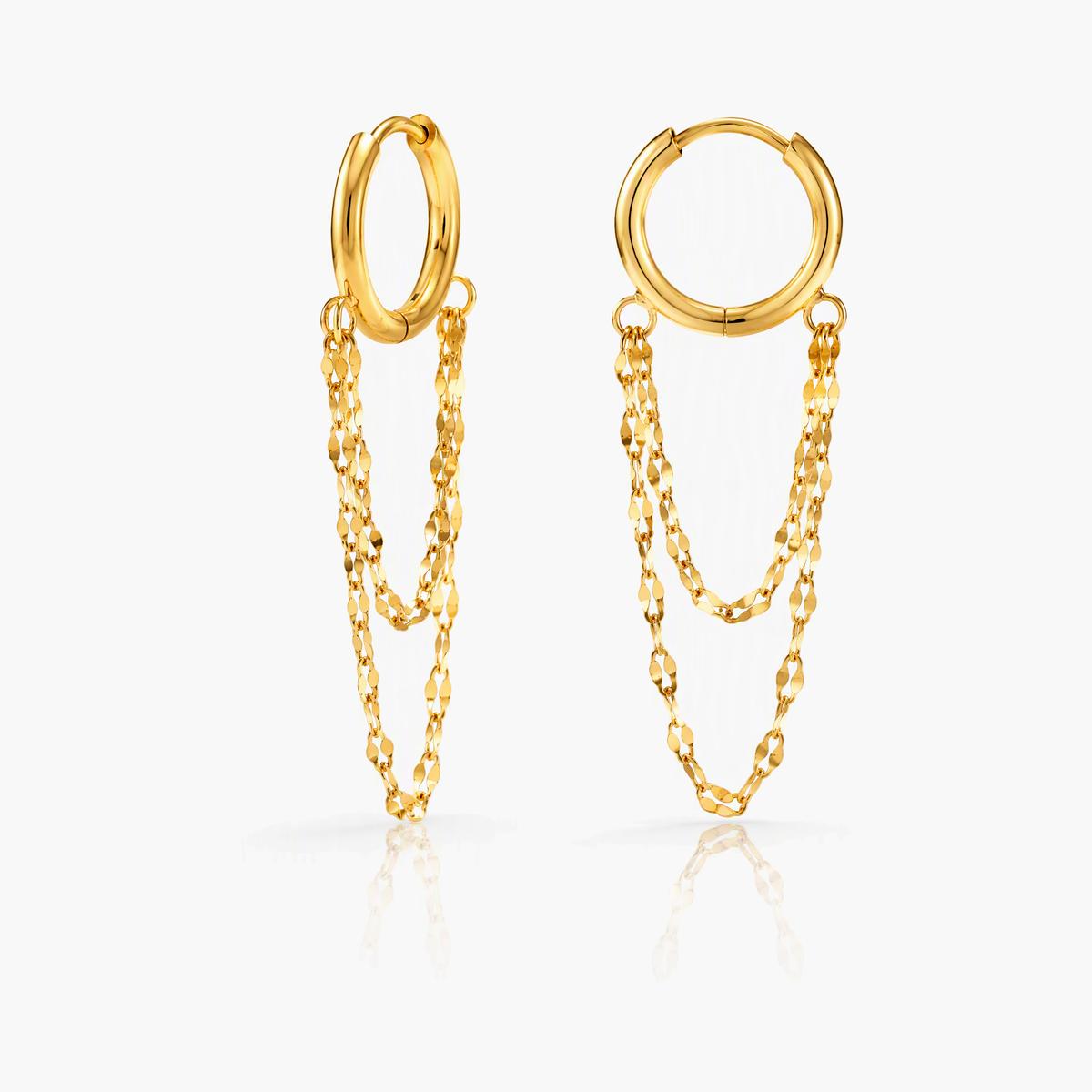 Trendy Double Layer Chain Huggie Earrings