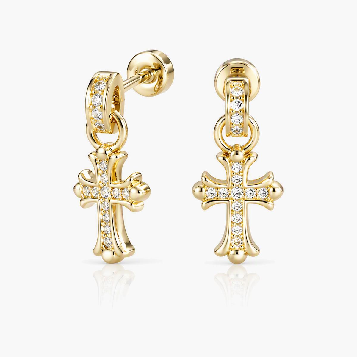 Dainty Cross Drop Earrings