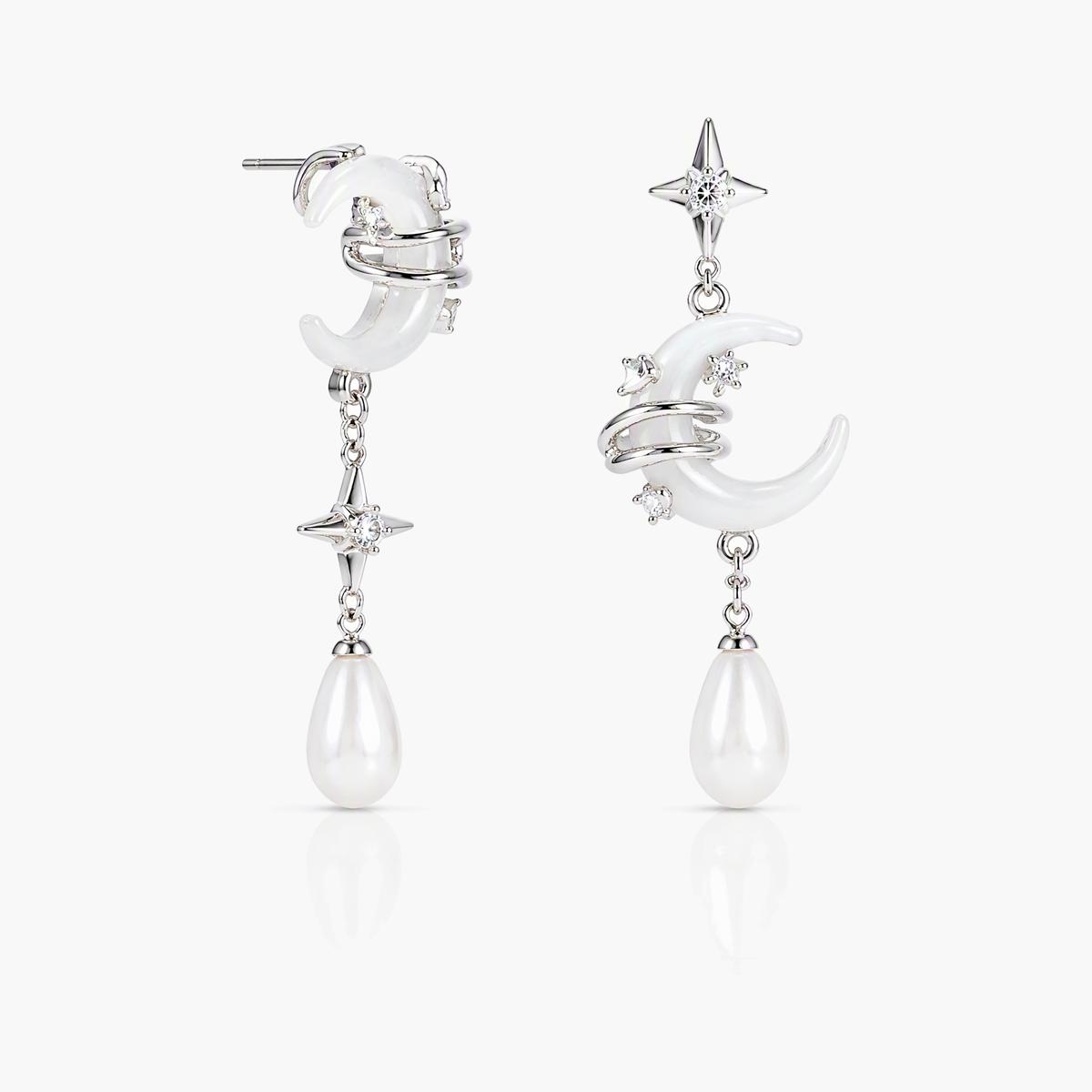 Dainty Moon Star Drop Earrings