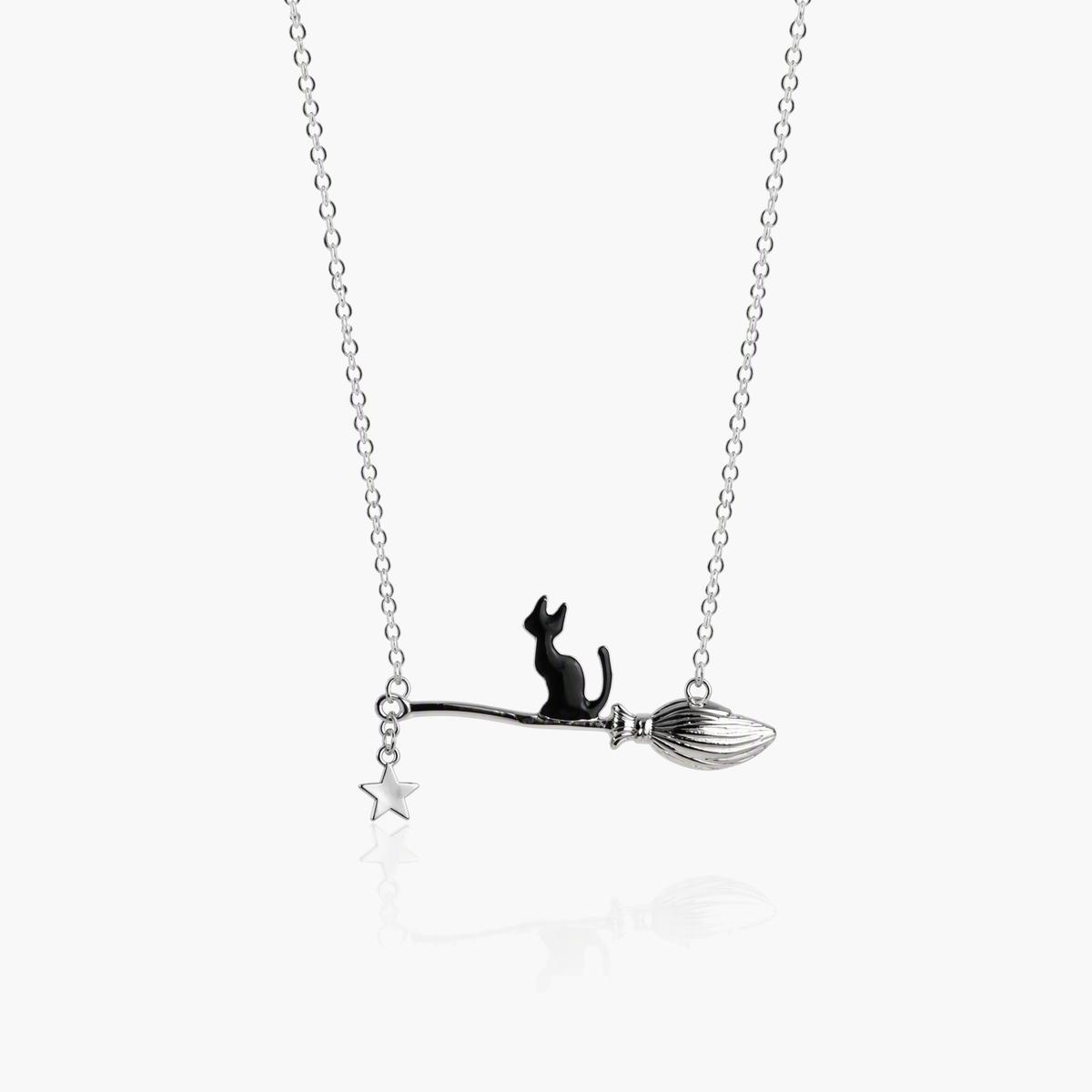 Cute Cat Broomstick Necklace