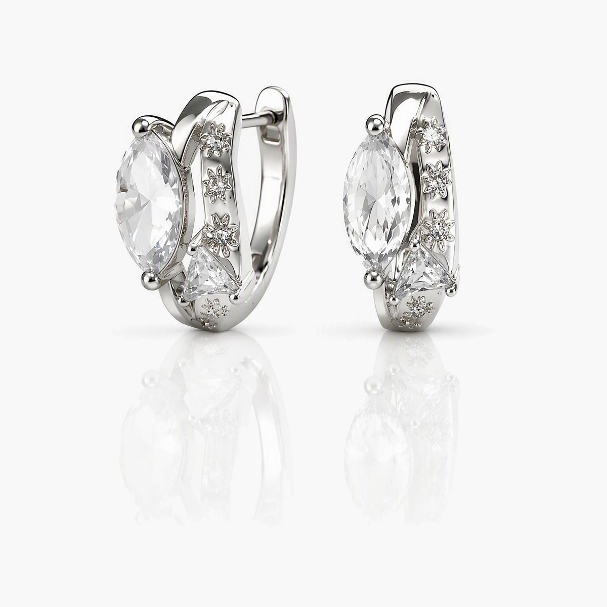 Floral Marquise Stone Huggie Earrings