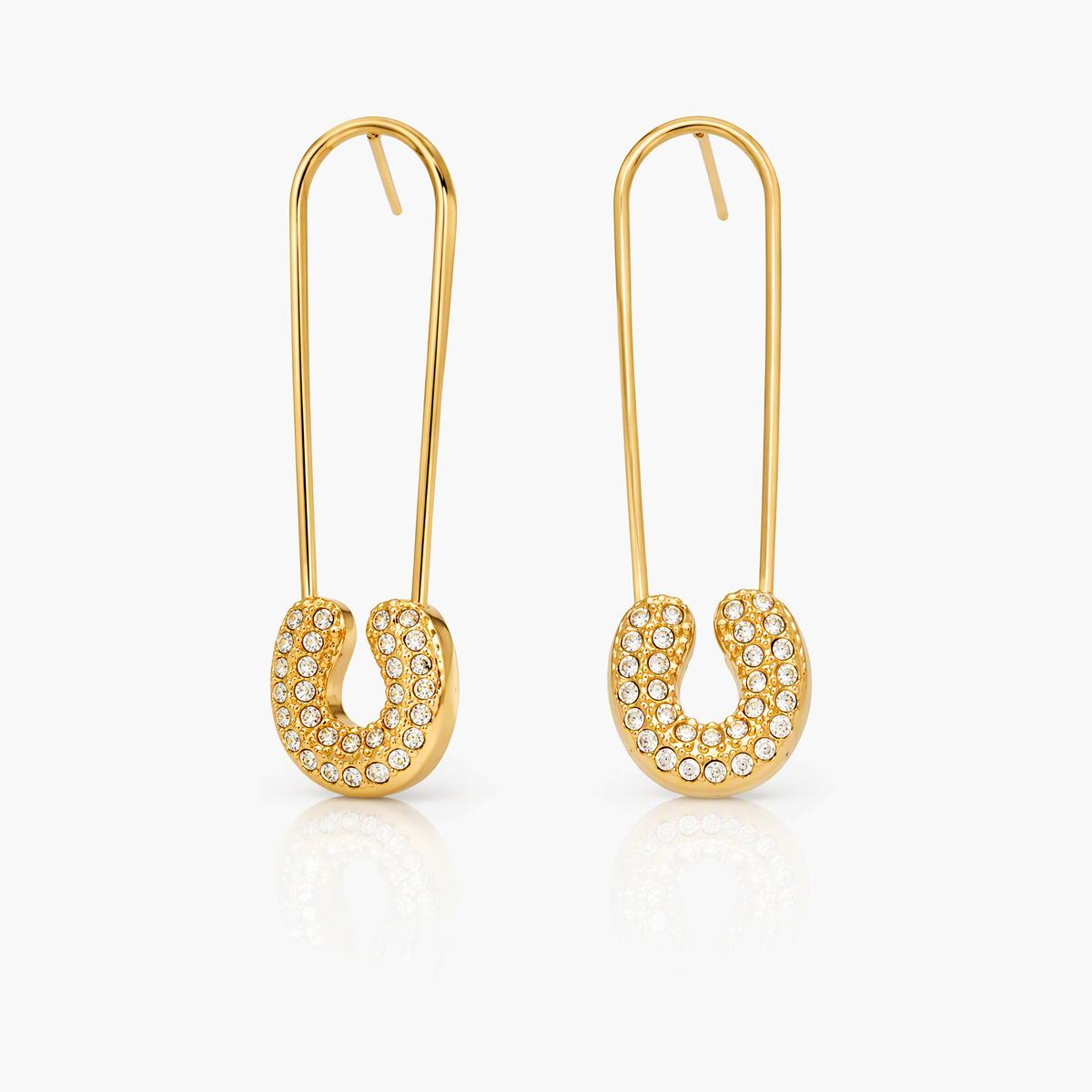Trendy Safety Pin Drop Earrings
