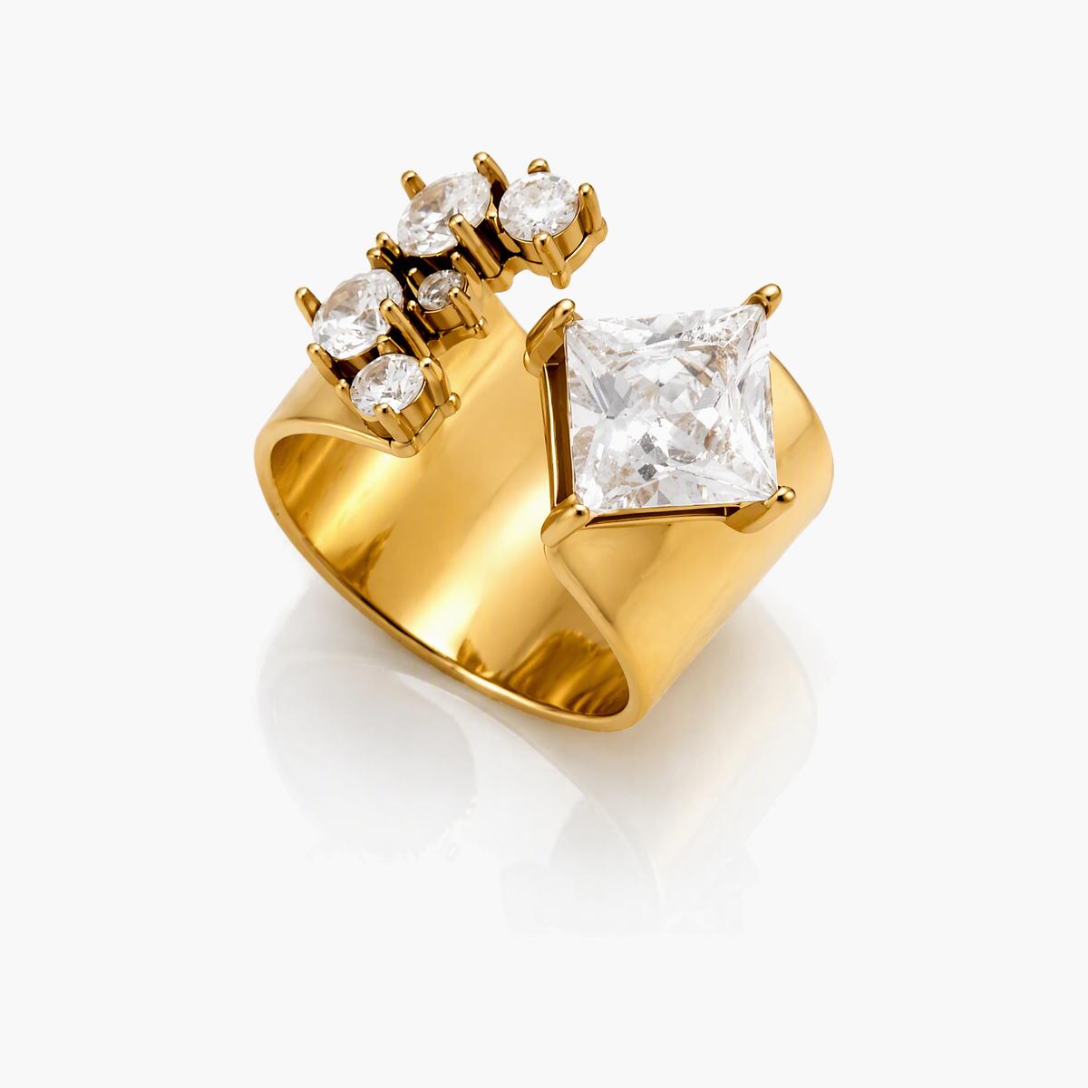 Trendy Geometric Stone Wrap Ring