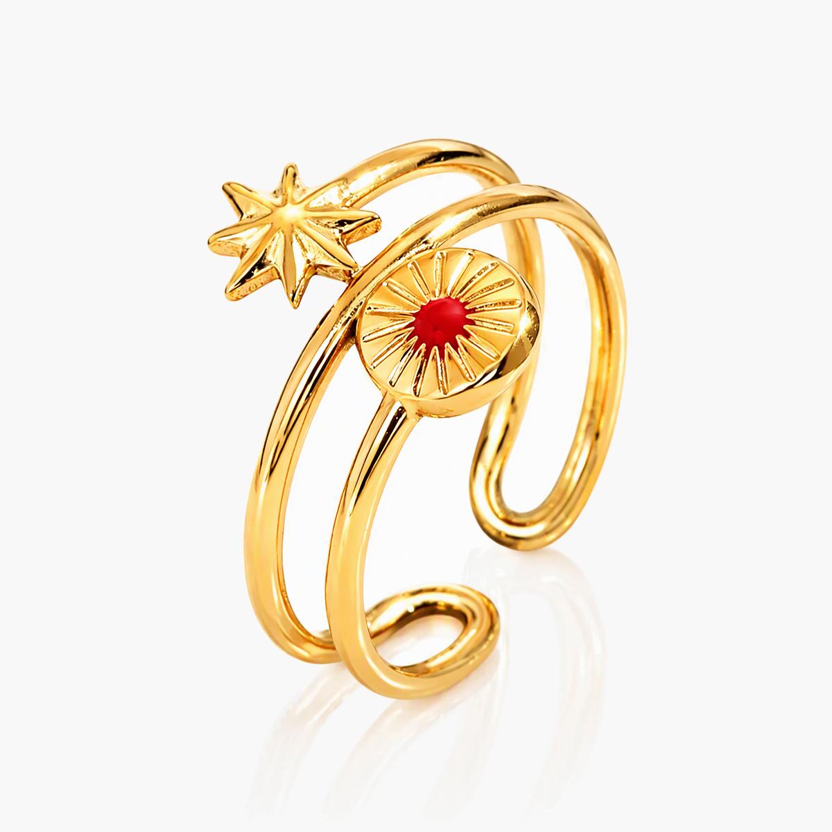 Dainty Star Flower Open Cuff Ring