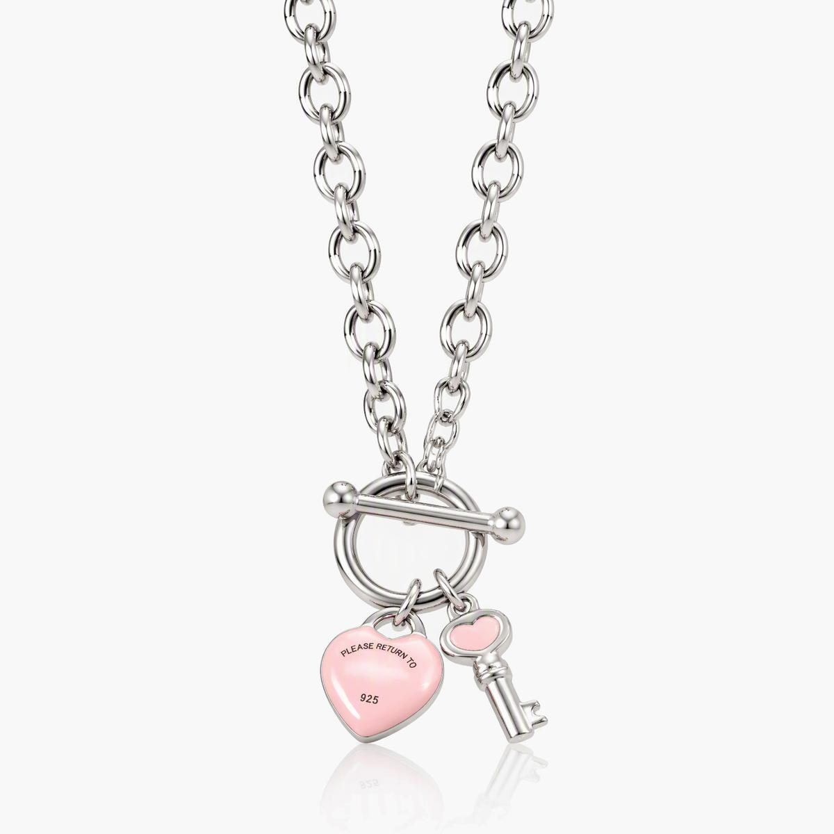Heart And Padlock Charm Necklace