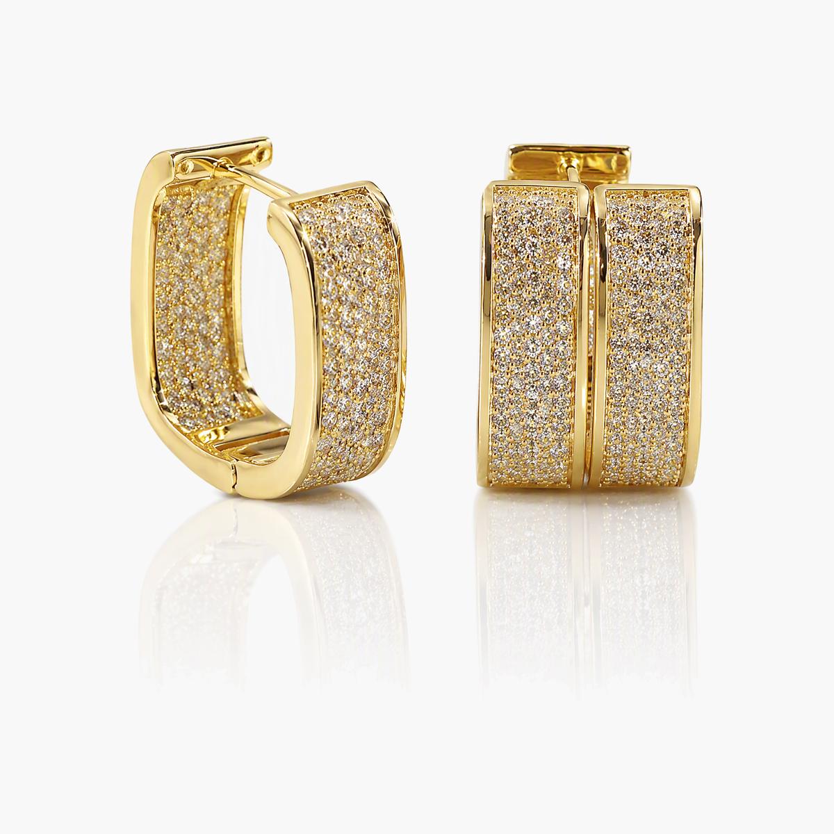 Trendy Paved U-Shape Hoop Earrings