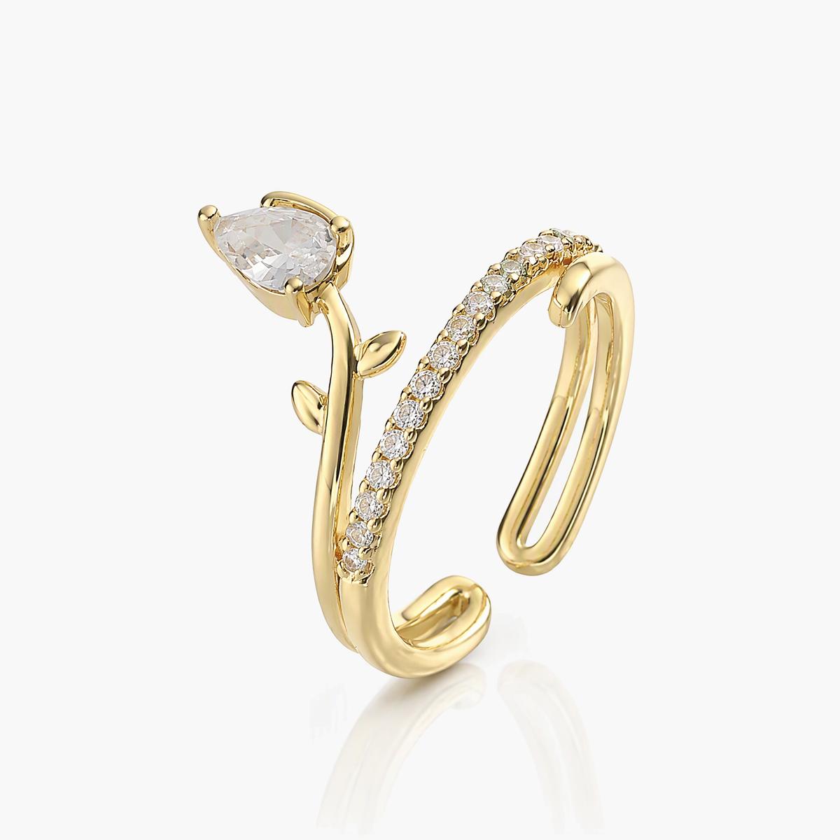 Dainty Flower Vine Open Ring