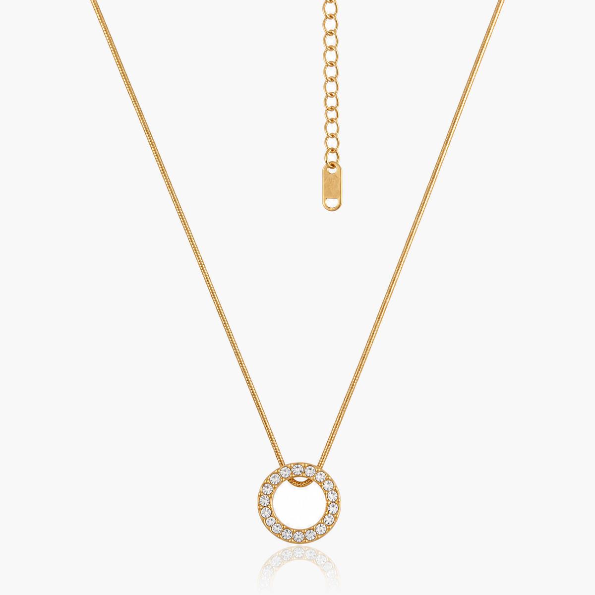 Rhinestone Heart Cross Circle Necklace